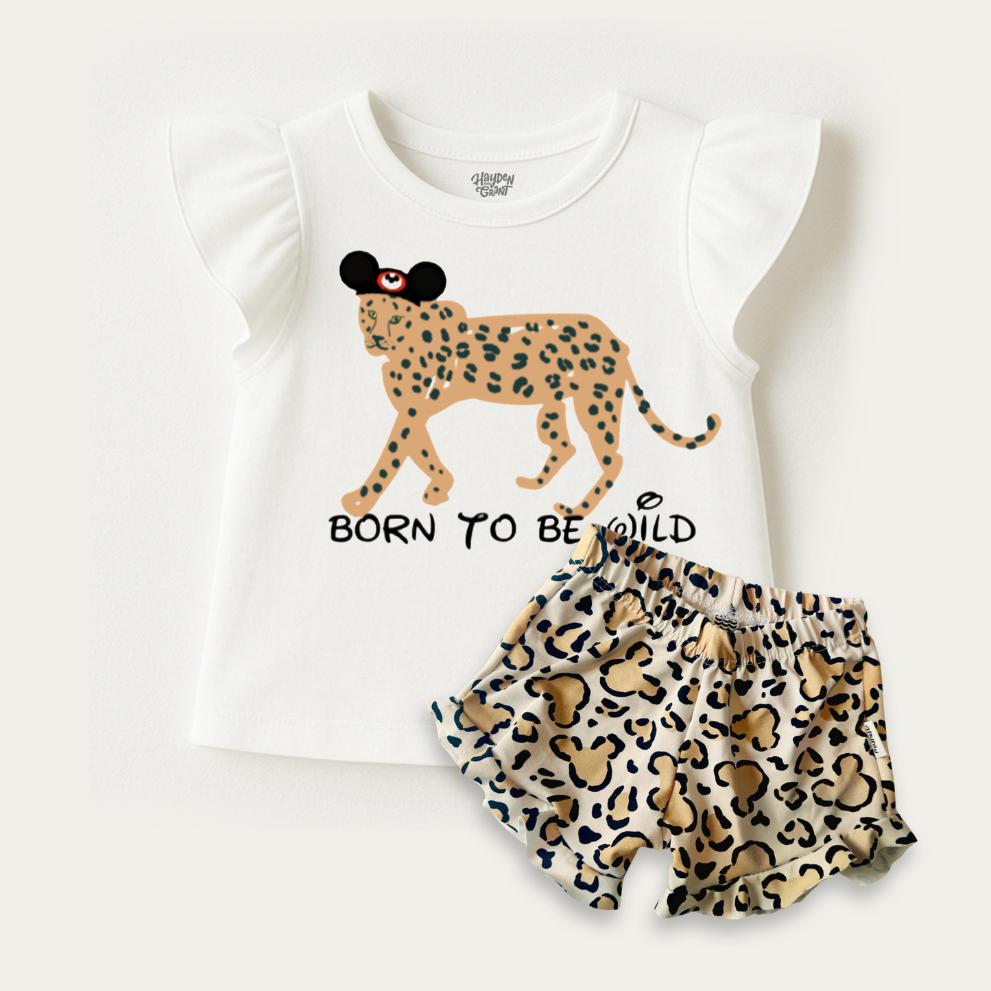 Kids Born to be Wild Customizable Flutter Sleeve Top & Optional Bottoms