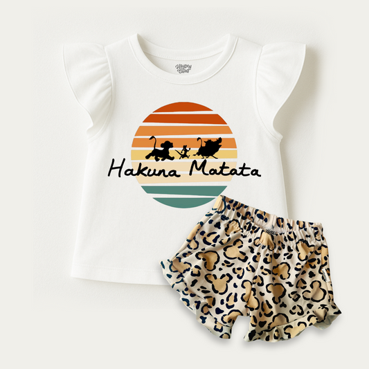 Kids Handcrafted Hakuna Matata Flutter Sleeve Top & Optional Bottoms