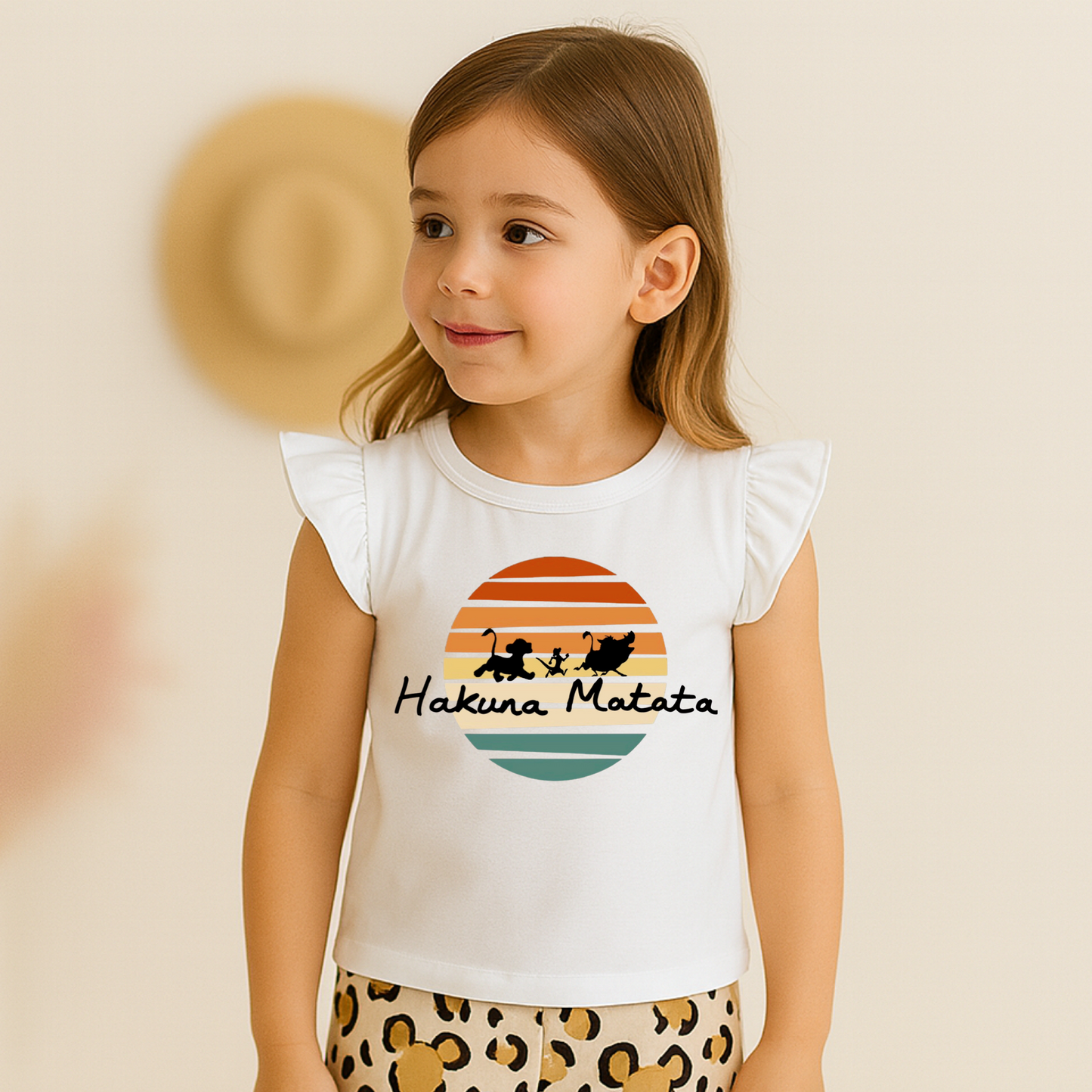 Kids Handcrafted Hakuna Matata Flutter Sleeve Top & Optional Bottoms