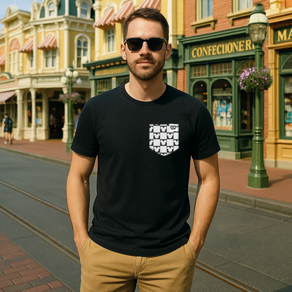 Mouse Checkered Pocket Tee Family Graphic Tee | Black