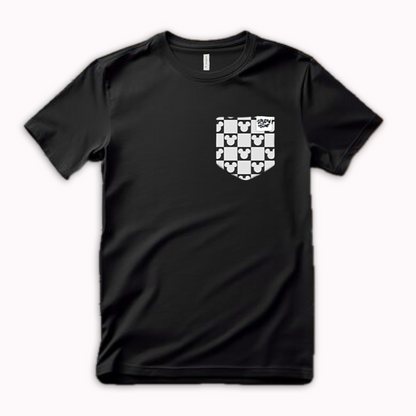 Mouse Checkered Pocket Tee Family Graphic Tee | Black