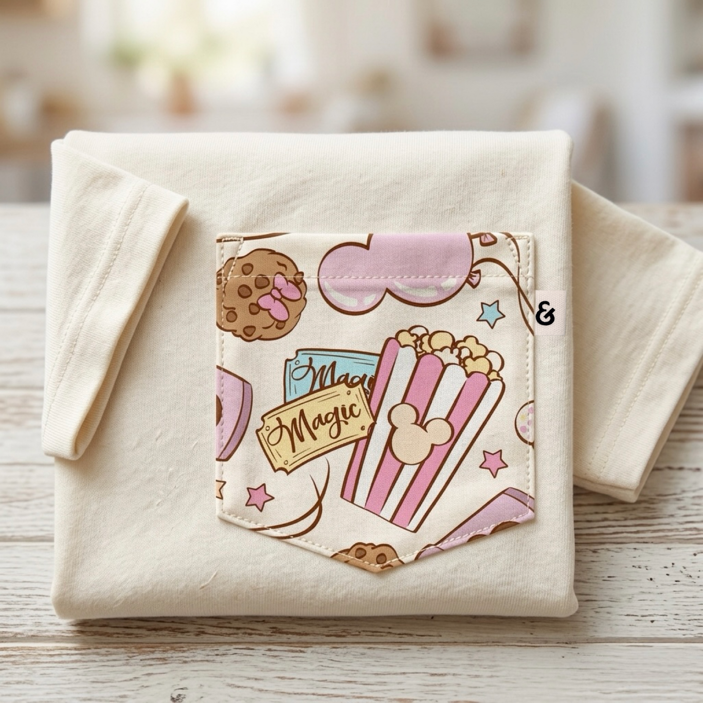 Adult Handcrafted Pink Park Treats Pocket Tee