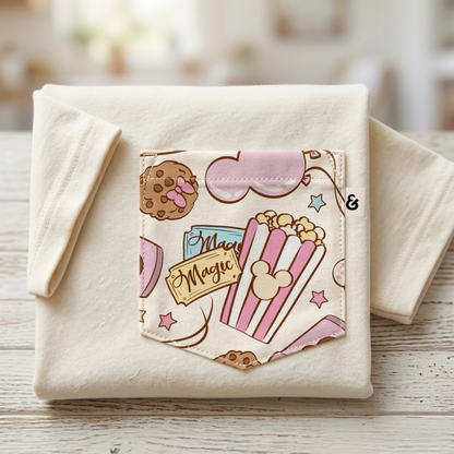 Adult Handcrafted Pink Park Treats Pocket Tee