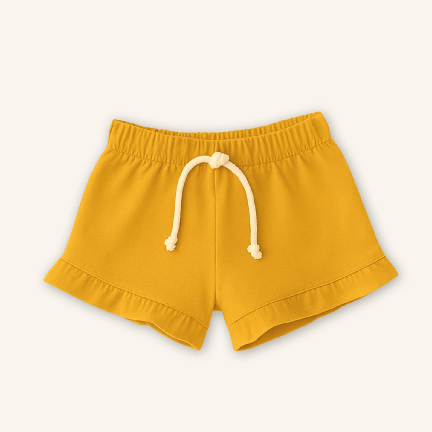 Kids Handcrafted Mustard Ruffle Shorts