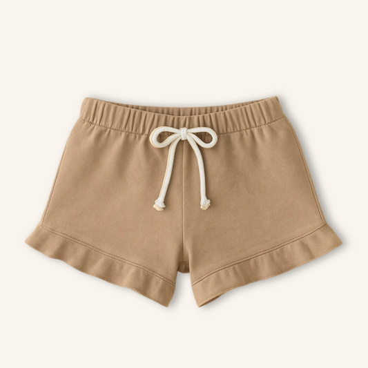 Kids Handcrafted Toasted Wheat Ruffle Shorts