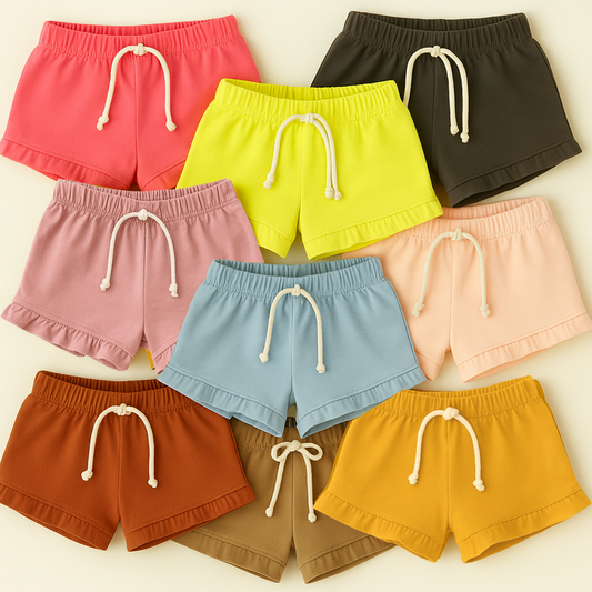 Kids Handcrafted Persimmon Ruffle Shorts
