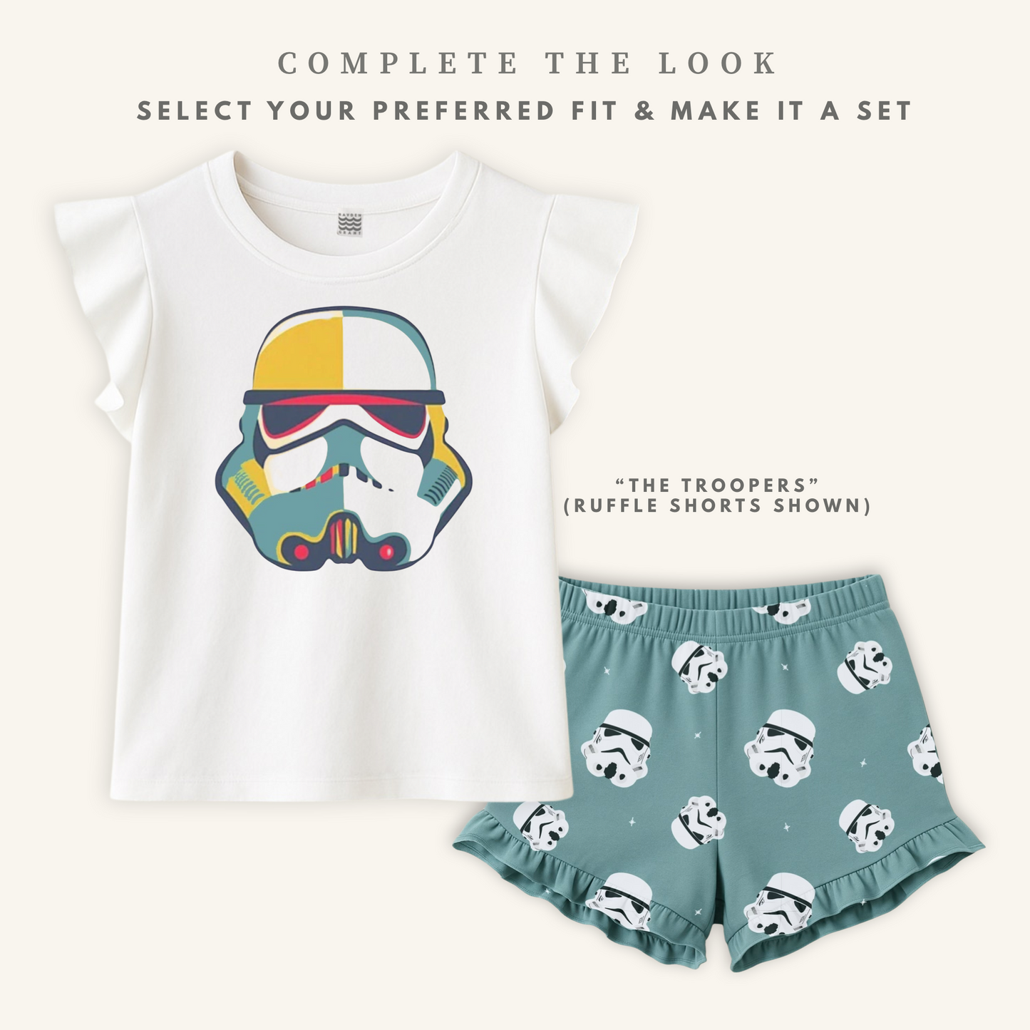 Kids "The Trooper" Graphic Flutter Top & Optional Bottoms