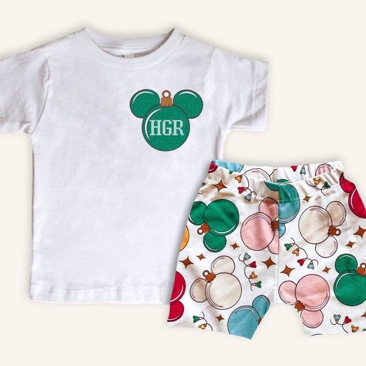 Kids Mouse Ornament Customizable Graphic Tee & Optional Bottoms