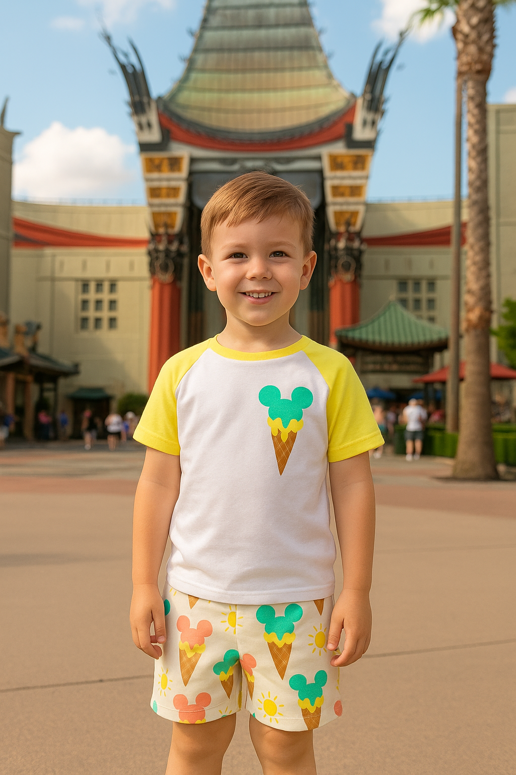 Kids Handcrafted Mouse Ice Cream Neon Top & Optional Bottoms