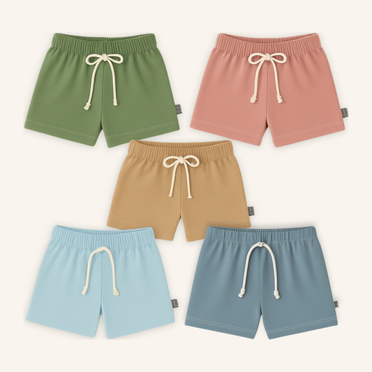 Kids Handcrafted Solid Coordinating Crew Shorts