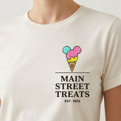 Adult Retro Main Street Treats Badge Graphic Tee