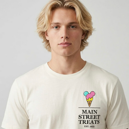 Adult Retro Main Street Treats Badge Graphic Tee