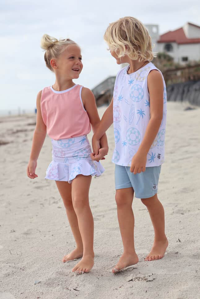 Kids Handcrafted Tennis Skirt in Atlantic Coastline