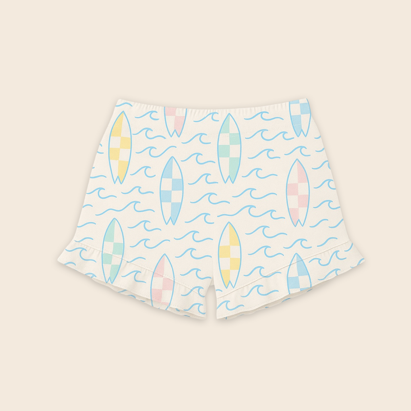 Kids Handcrafted Ruffle Shorts in Atlantic Surf