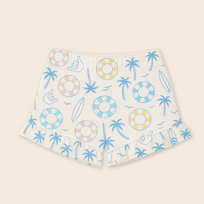 Kids Handcrafted Ruffle Shorts in Atlantic Shoreline