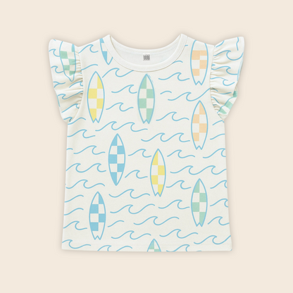 Kids Handcrafted Flutter Top in Atlantic Surf