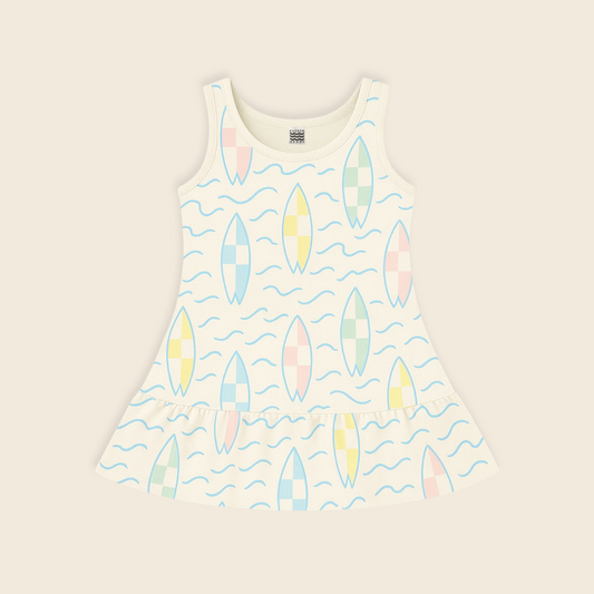 Kids Handcrafted Tennis Dress in Atlantic Surf