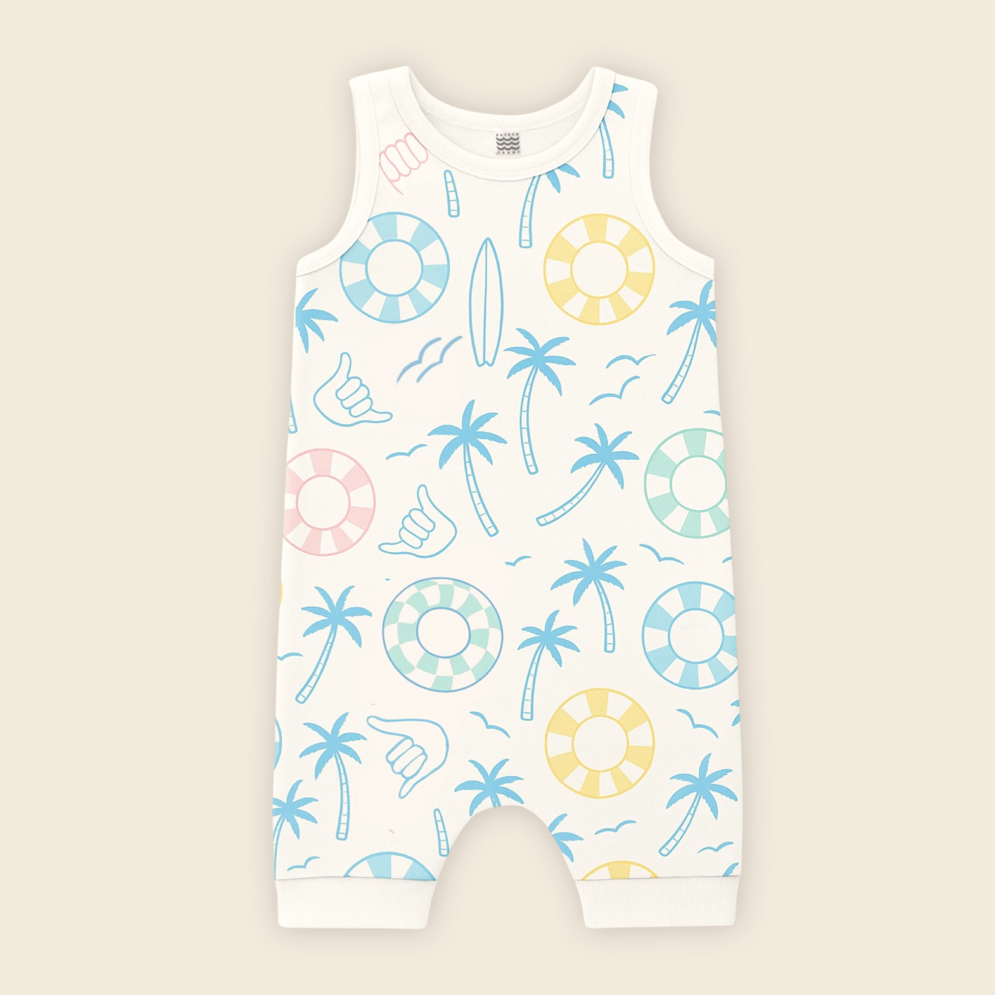 Kids Handcrafted Romper in Atlantic Coastline