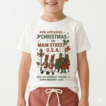 Vintage Main Street USA Christmas Kids Heritage Blend Tee