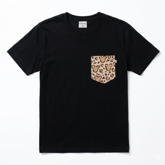 Adult Cheetah Safari Pocket Tee Family Graphic Tee | Black