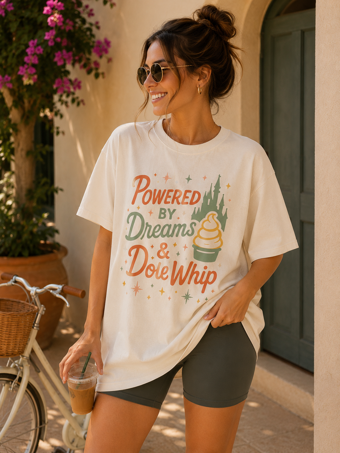 Powered by Dreams & Whip Retro Adult Graphic Tee