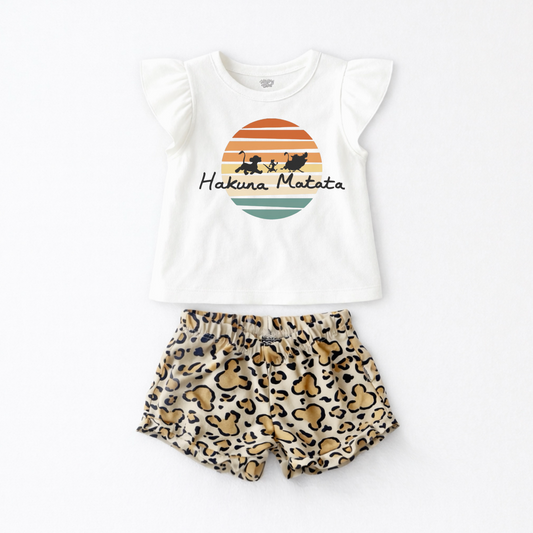 Kids Handcrafted Hakuna Matata Flutter Sleeve Top & Optional Bottoms