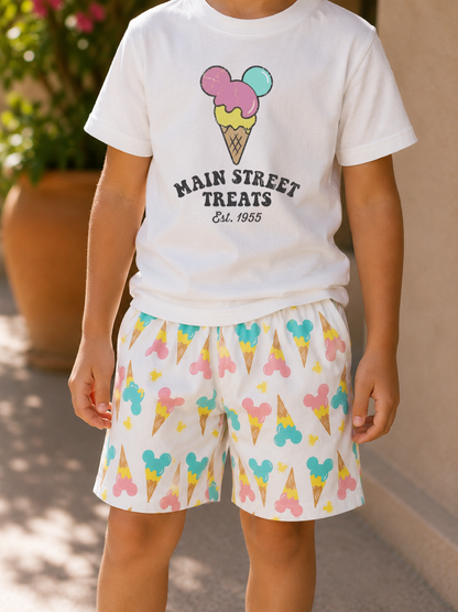 Kids Handcrafted Mouse Ice Cream Crew Shorts