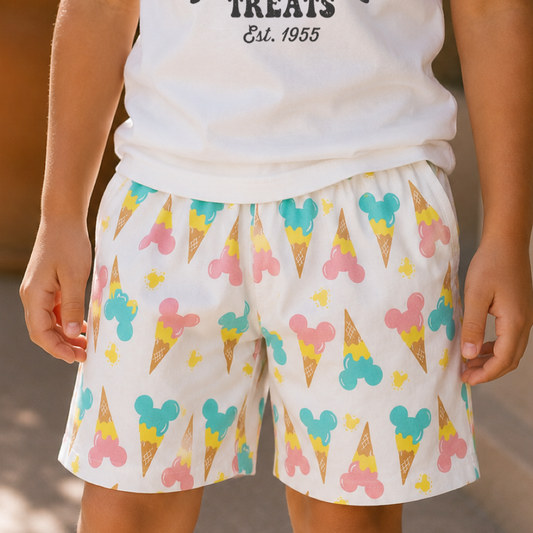 Kids Handcrafted Mouse Ice Cream Crew Shorts