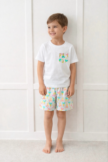 Kids Handcrafted Mouse Ice Cream Crew Shorts