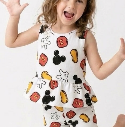 Kids Handcrafted Magic Mouse Peplum Tank & Optional Bottoms