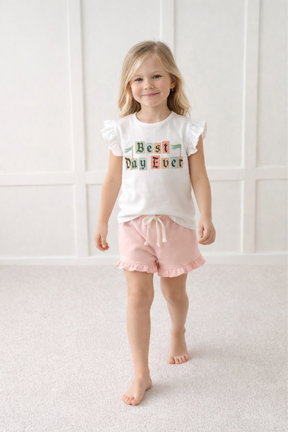 Handcrafted Best Day Ever Flutter Sleeve Top & Optional Bottoms
