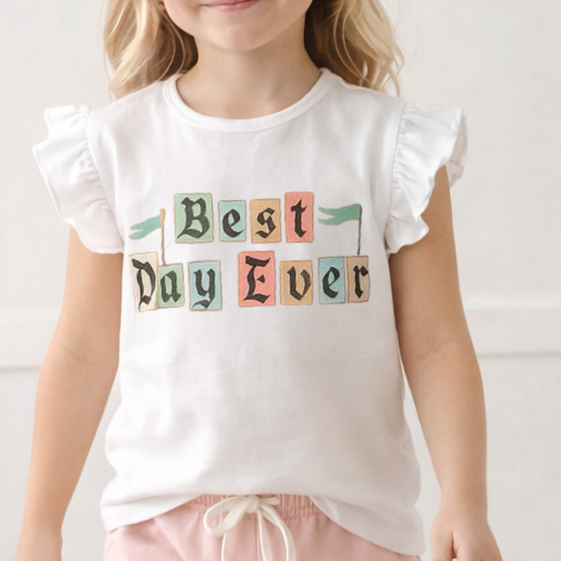 Handcrafted Best Day Ever Flutter Sleeve Top & Optional Bottoms