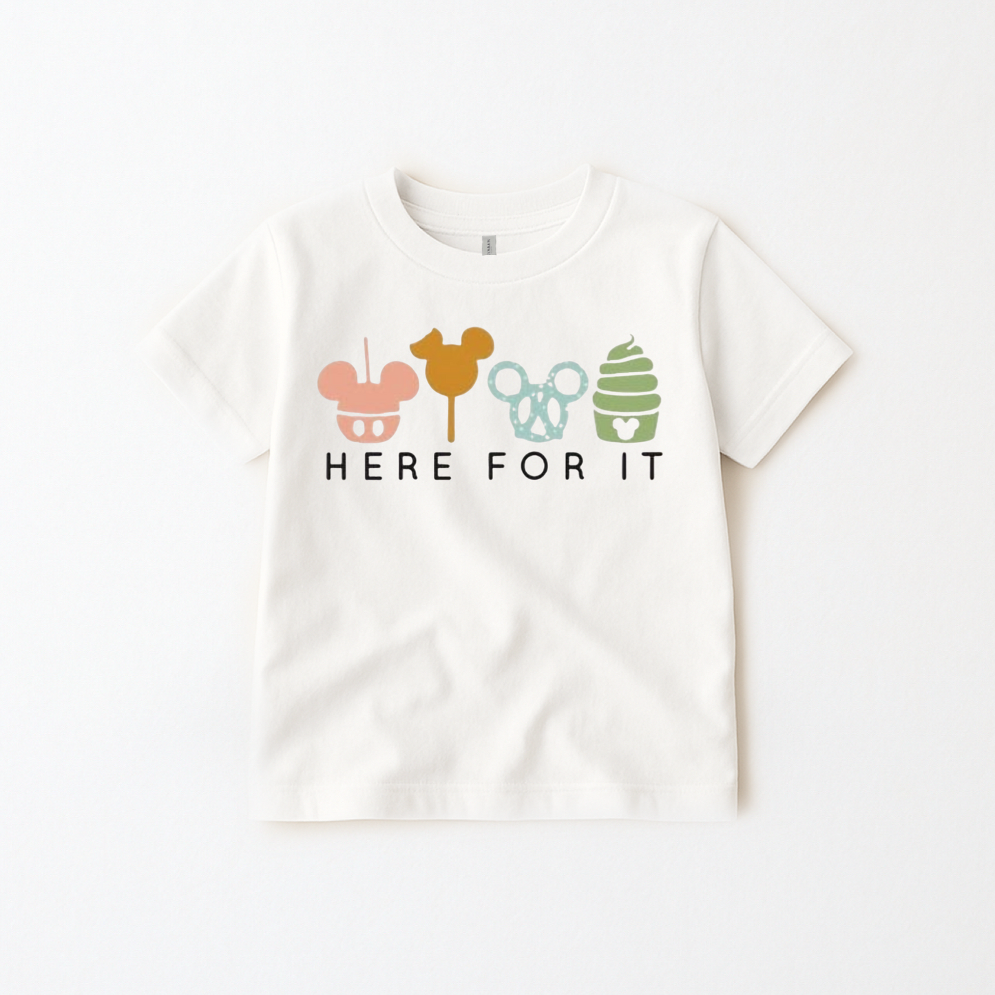Kids “Here for the Snack” Graphic Tee & Optional Bottoms | Pastel Tones