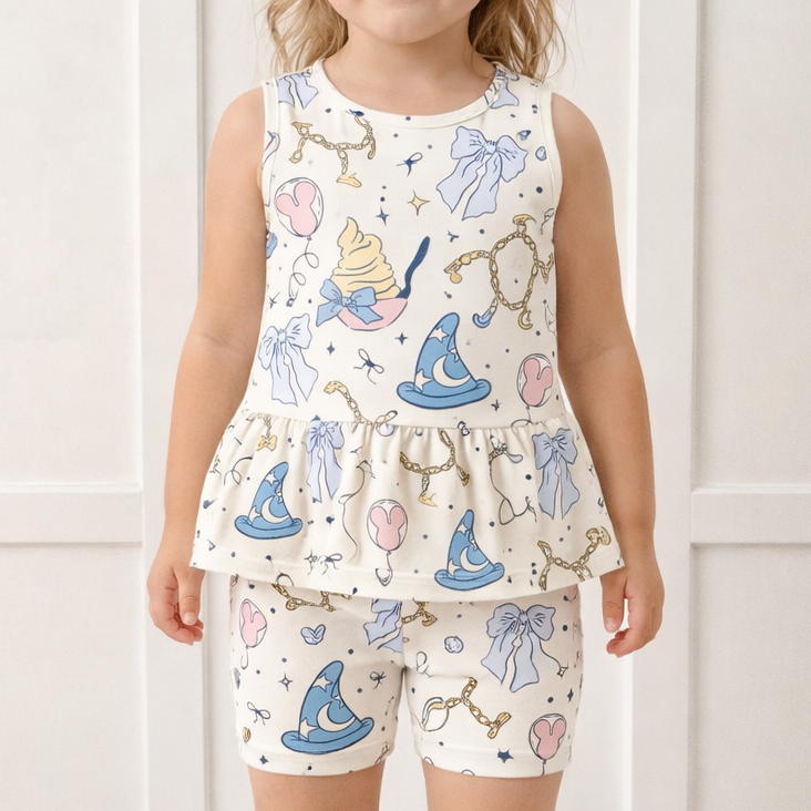 Kids Handcrafted Castle Daydream Peplum Tank & Optional Bottoms