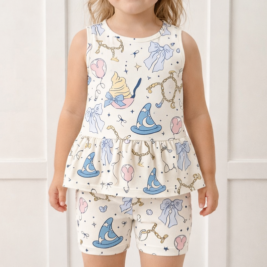 Kids Handcrafted Castle Daydream Peplum Tank & Optional Bottoms