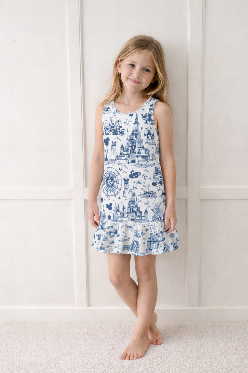 Kids Handcrafted Park Toile Tennis Dress