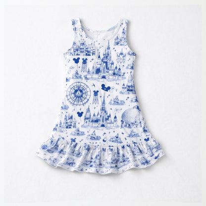Kids Handcrafted Park Toile Tennis Dress
