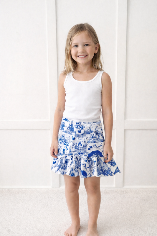 Kids Handcrafted Park Toile Tennis Skirt