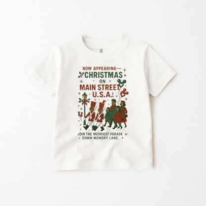 Vintage Main Street USA Christmas Kids Graphic Tee