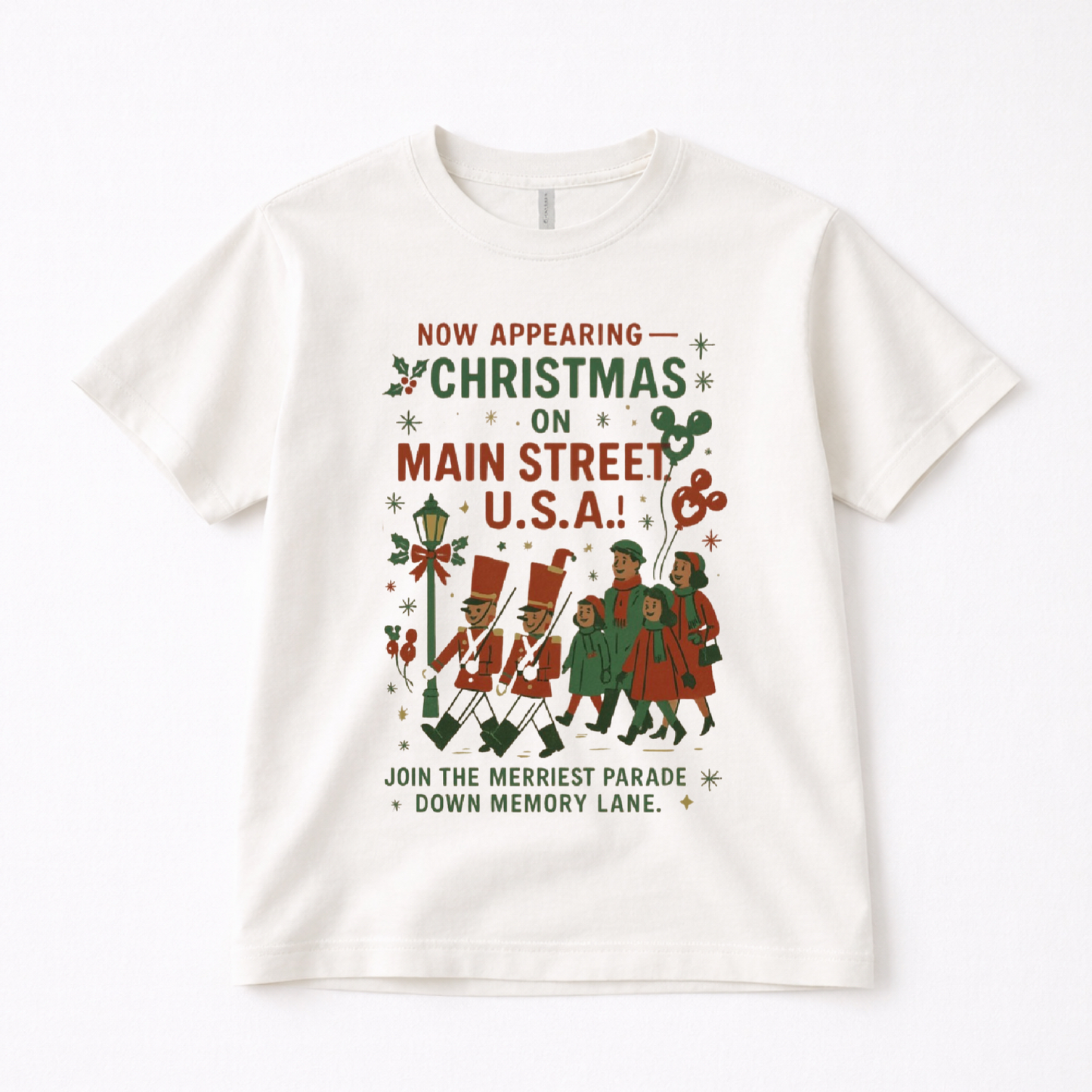 Vintage Main Street USA Christmas Family Graphic Tee