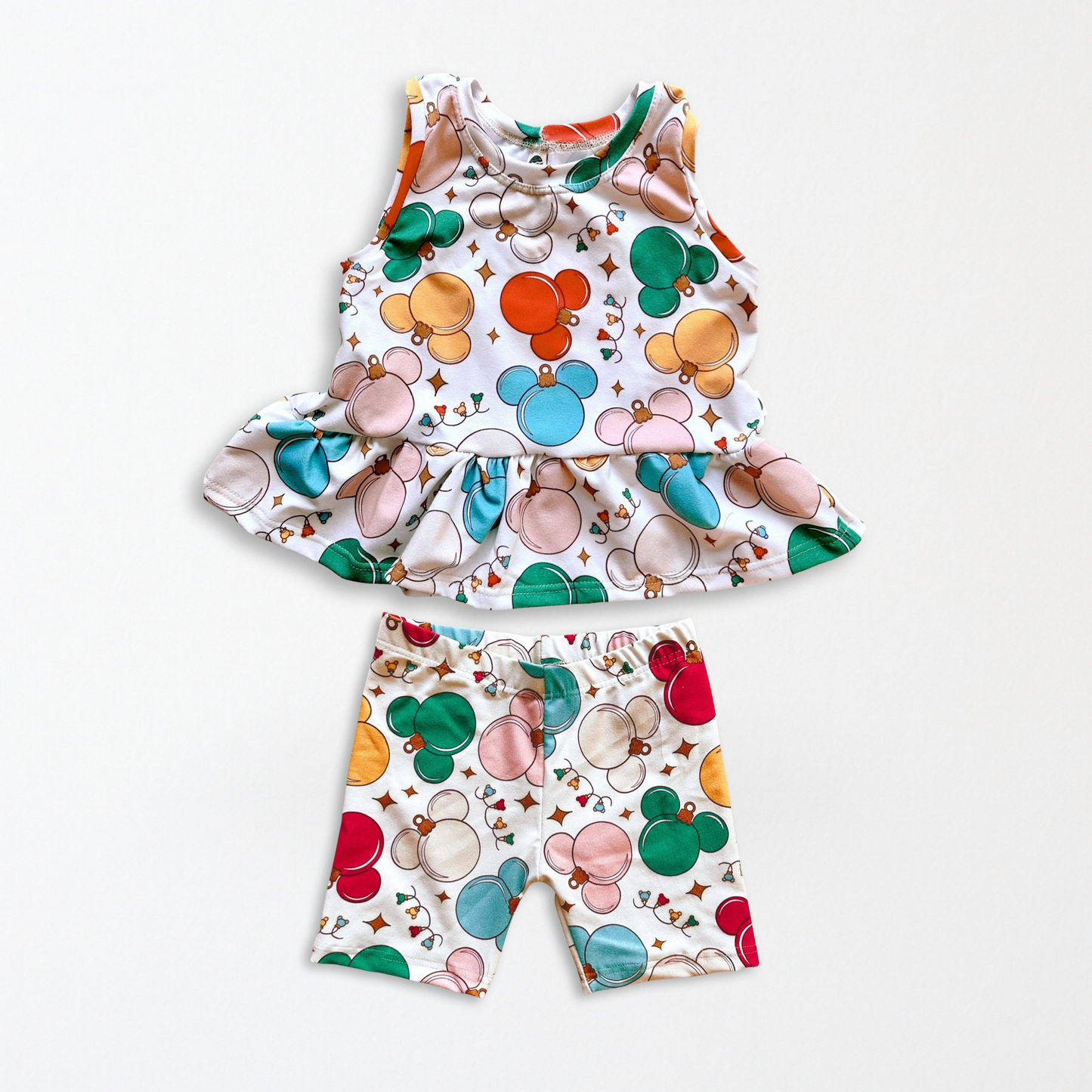 Kids Handcrafted Christmas Mouse Ornament Flutter Top & Optional Bottoms