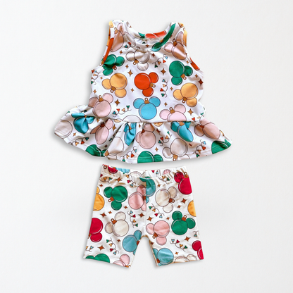 Kids Handcrafted Christmas Mouse Ornament Flutter Top & Optional Bottoms