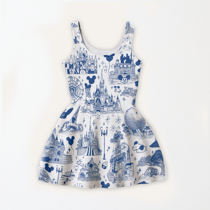 Kids Handcrafted Theme Park Toile Twirl Dress