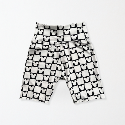 Adult Handcrafted Monochrome Mouse Checks Bike Shorts