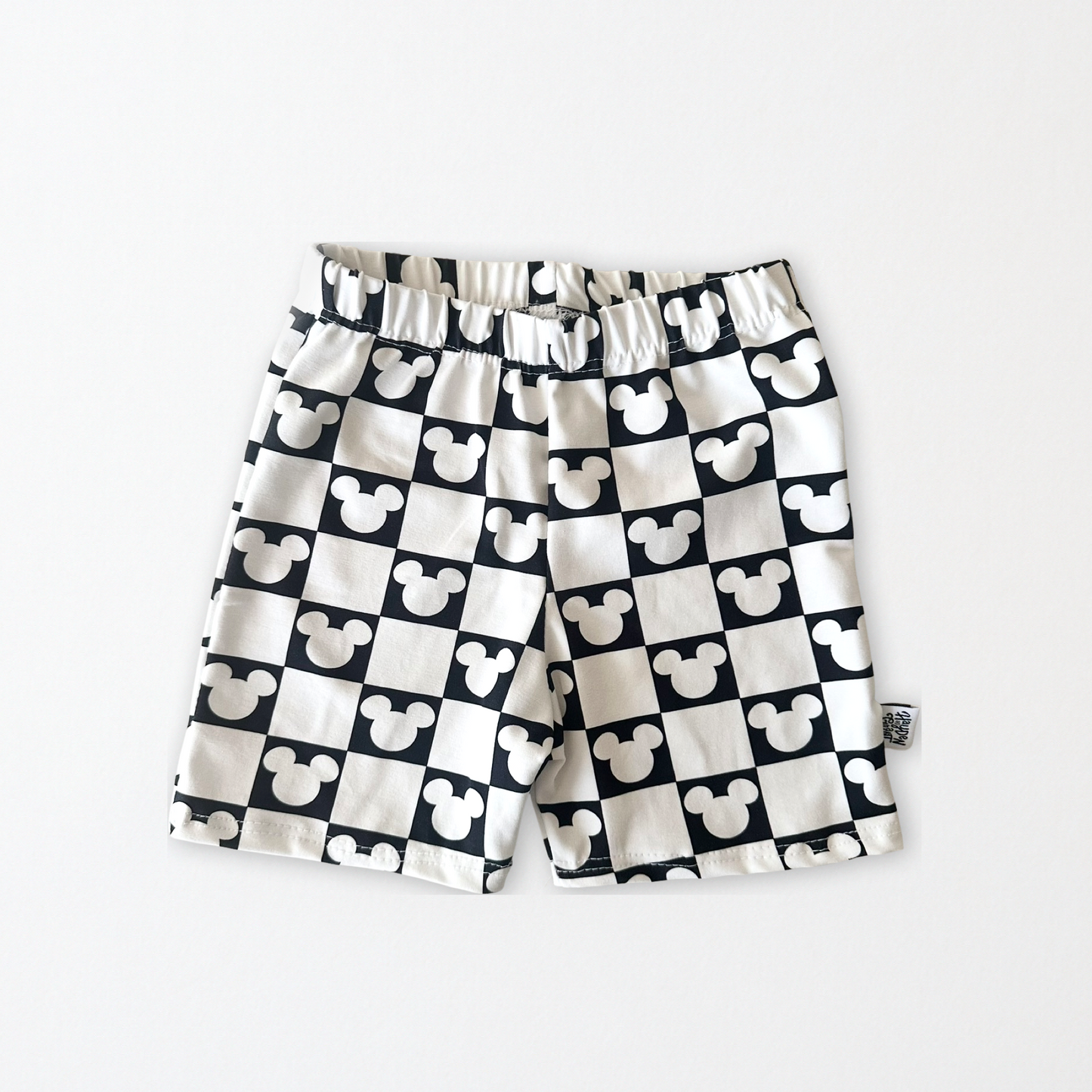 Kids Handcrafted Monochrome Mouse Checks Crew Shorts