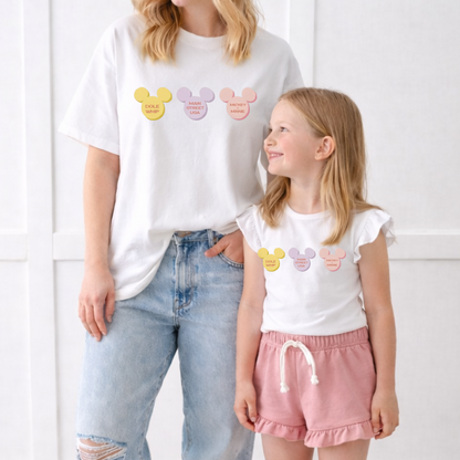 Kids Conversation Hearts Flutter Sleeve Top & Optional Bottoms