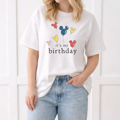 It's My Birthday Mouse Balloon Adult Graphic Tee