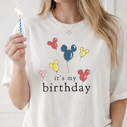 It's My Birthday Mouse Balloon Adult Graphic Tee