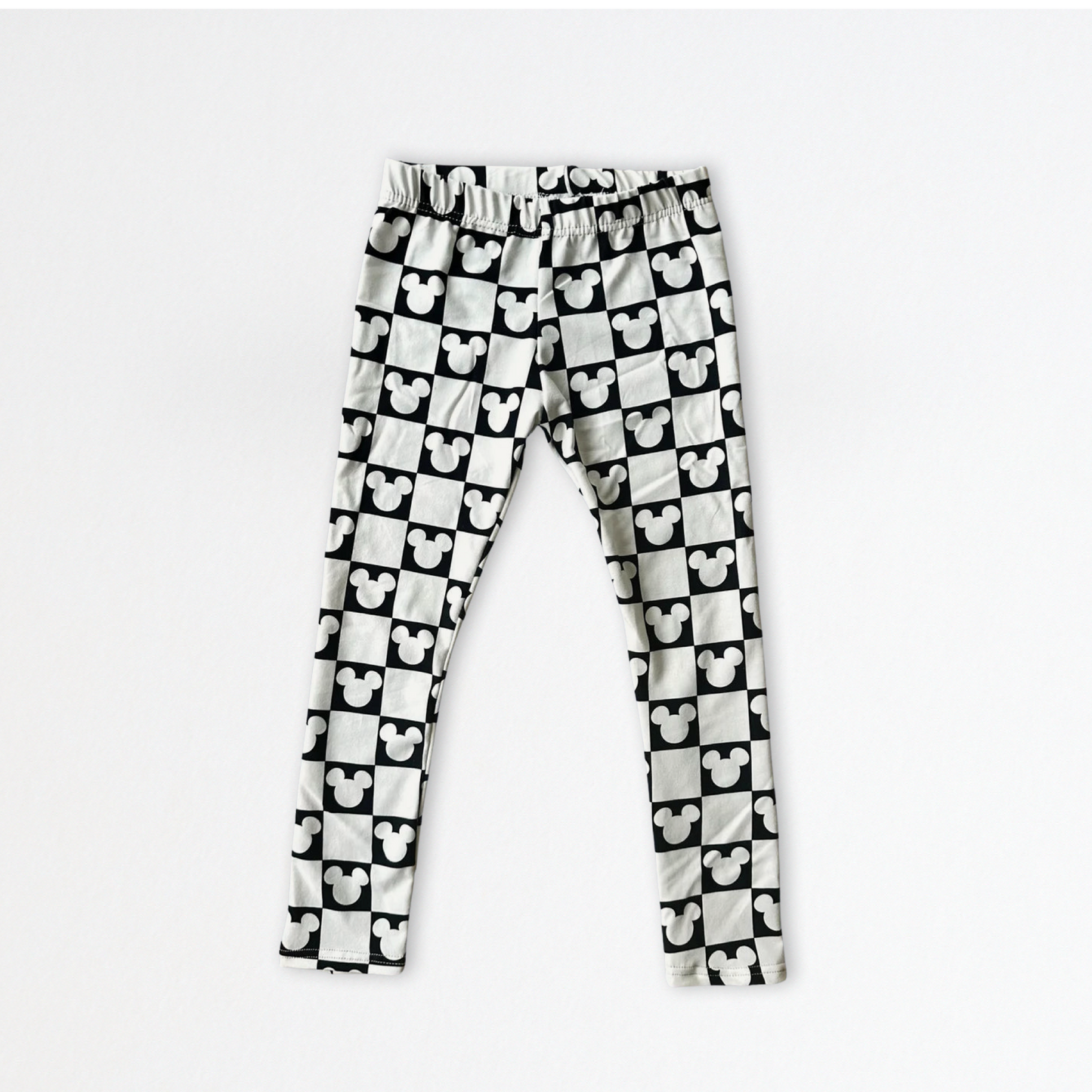 Kids Handcrafted Monochrome Mouse Checks Leggings