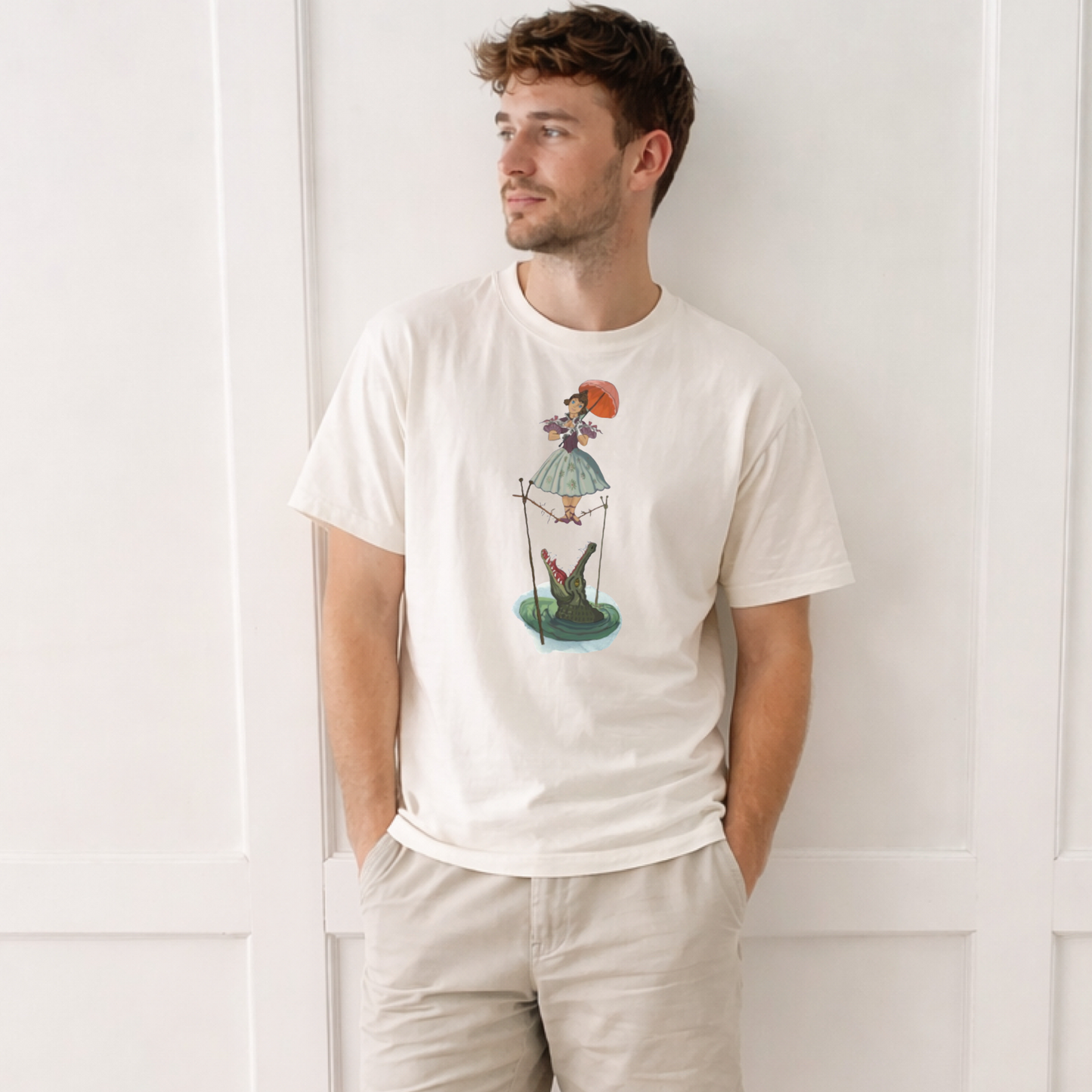 Spooky Mansion Stetching Lady Family Graphic Tee